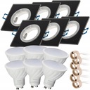 SET 6x GU10 10W LED žiarovka + ČIERNE Štvorcové sklo stropné svietidlo