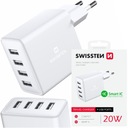 SWISSTEN Nástenná nabíjačka 4x USB 20W 1A - 2,4A