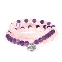 Náhrdelník Mala Pink Quartz Amethyst Lotus na gumičke