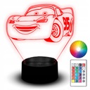 LED nočné svetlo soška RGB 3D gravírovanie Auto Blesk McQueen Cars Rozprávka