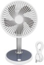 Ticho stojaci stolný ventilátor, 30 cm, biely, USB LED, nabíjateľný