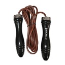 Kožené FITNESS JUMP ROPE vyrobené z kože s ložiskami v rukovätiach WOOD HMS