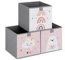 3X KRABICE NA DETSKÉ HRAČKY BOXY 28x28 CM SKLADACIE ORGANIZÁTORY VZORY