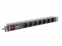 Lanberg rozvodná lišta pre RACK 1U 16A PDU 7x Schuko 2m čierna