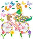 Jarná dekorácia Lady Spring na bicykli (veľkosť XXL)