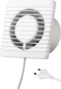 Kúpeľňový ventilátor 125 PS Zástrčka a vypínač