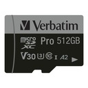 Pamäťová karta Micro SDXC Verbatim Pro U3 512 GB (100/90 MB/s) Class 10 U3 V