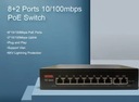 POE switch 8xPoe 2xUplink 135W HI-POE pre IP kamery