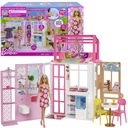 Kompaktný domček Barbie, skladací domček pre bábiky + bábika HCD48