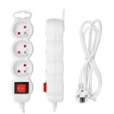 Trojitý predlžovací kábel Power Strip Kábel uzemňovacieho spínača 3m Biely