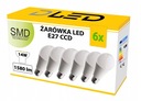 6x LED žiarovka E27 SMD 1580lm 14W NEUTRÁLNY CCD