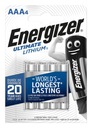 4x ENERGIZER ULTIMATE LÍTIOVÁ BATÉRIA R03 AAA 1,5V