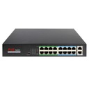 PoE switch 16 RJ45 portov + 2 RJ45 uplink