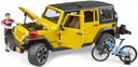 BRUDER 02543 Jeep Wrangler Rubicon s horským bicyklom a cyklistom