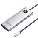 HUB 10v1 Orico USB-C HDMI 3xUSB SD/TF Audio strieborný