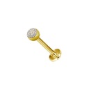 SS316L GOLD PVD labret 1,2x8 guľôčka 3mm multikryštály AB