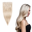 CLIP IN vlasy 100% prírodné predlžovanie 43cm 6 pások 120g #strieborná cool blond