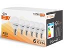 6x E14 LED žiarovka 4W SuperLED 420lm 40W guľa