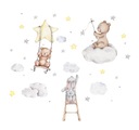 Nálepka na stenu BEAR RABBIT CLOUDS STARS L