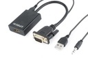 Prevodník VGA na HDMI 15 cm čierny