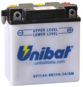 BATÉRIA UNIBAT 6N11A-3A 6V 11Ah MZ 125