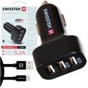 Nabíjačka do auta SWISSTEN 3xUSB + USB-C kábel