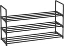 SONGMICS 3-poschodový organizér na topánky skrinka polica 92 x 54 x 30 cm čierna