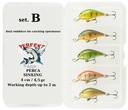 5 x BONITO PERCA WOBLER 4cm / 4,5gr potápavý + BOX B