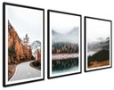 Posters Obrazy Triptych Autumn Road Mountains Forest 3XL