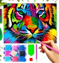 Diamond výšivka diamantová maľba mozaika dúhový tiger 30x40 cm set 5D set