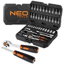 NEO 10-004 SET SADA ZÁSUVKOVÝCH KĽÚČOV 1/4'' 46 kusov CRV TORX ZÁSUVKY BITTY