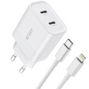 2x sieťová nabíjačka USB-C Tech-Protect PD 20W + Lightning kábel