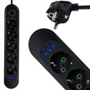 Power Strip 5M predlžovací kábel s 3xUSB prepínačom 5 ZÁSUVEK