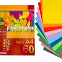 Kreska A4 farebný školský kancelársky papier, 60 listov papiera, 210g, 12 farieb