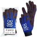 Pracovné rukavice PREMIUM GLOVES, kožená montáž, 3Kamido, 3 páry, veľkosť 6 XS