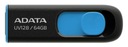 ADATA DASHDRIVE UV128 64GB USB3.0 BLACK BLUE