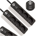 Predlžovací kábel Power Strip 3 zásuvky Kábel 1,5 metra Sada 2 kusov