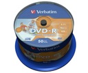 DVD-R VERBATIM 4,7 GB NA VYTLAČENIE 50 ks.