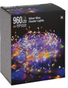 960 LED svietidiel 9,6 metra CLUSTER RRY MULTICOLOR SILVER WIRE