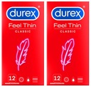 Kondómy Durex FEEL THIN CLASSIC, super tenké a nasadené, 24 ks.