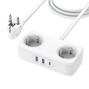 Ugreen Power Strip 2x USB 1x USB-C 2x Schuko, 30W, predlžovací kábel