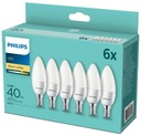 6x E14 PHILIPS LED žiarovka 5,5W = 40W 2700K