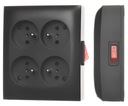 SIMON AquaClick Quadruple Surface Socket Grounding Switch MATT Black