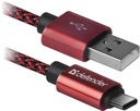 Kábel USB Defender AM-TYPE C 1m 2.1A červený