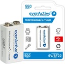 1x NABÍJACIA BATÉRIA 6F22 Li-Ion everActive 9V 550mAh s USB-C zásuvkou