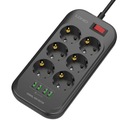 LDNIO Power strip so 6 AC zásuvkami, 4x USB, LDNIO SE6403, 2m (čierna)