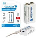 Everactive 6F22 9V USB-C Li-ion 550 mAh nabíjateľná batéria