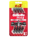 Holiaci strojček GILLETTE Blue3 Red 6+2 ks