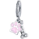 Charms Prívesok z korálok DOG PAW BONE so zirkónmi