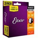 ELIXIR NanoWeb 80/20 Bronzové struny (11-52) 3bal